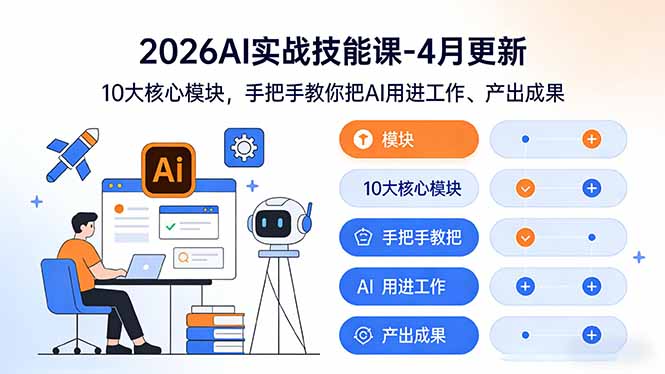2026AI实战技能课-4月更新：10大核心模块，手把手教你把AI用进工作、产出成果_酷乐网