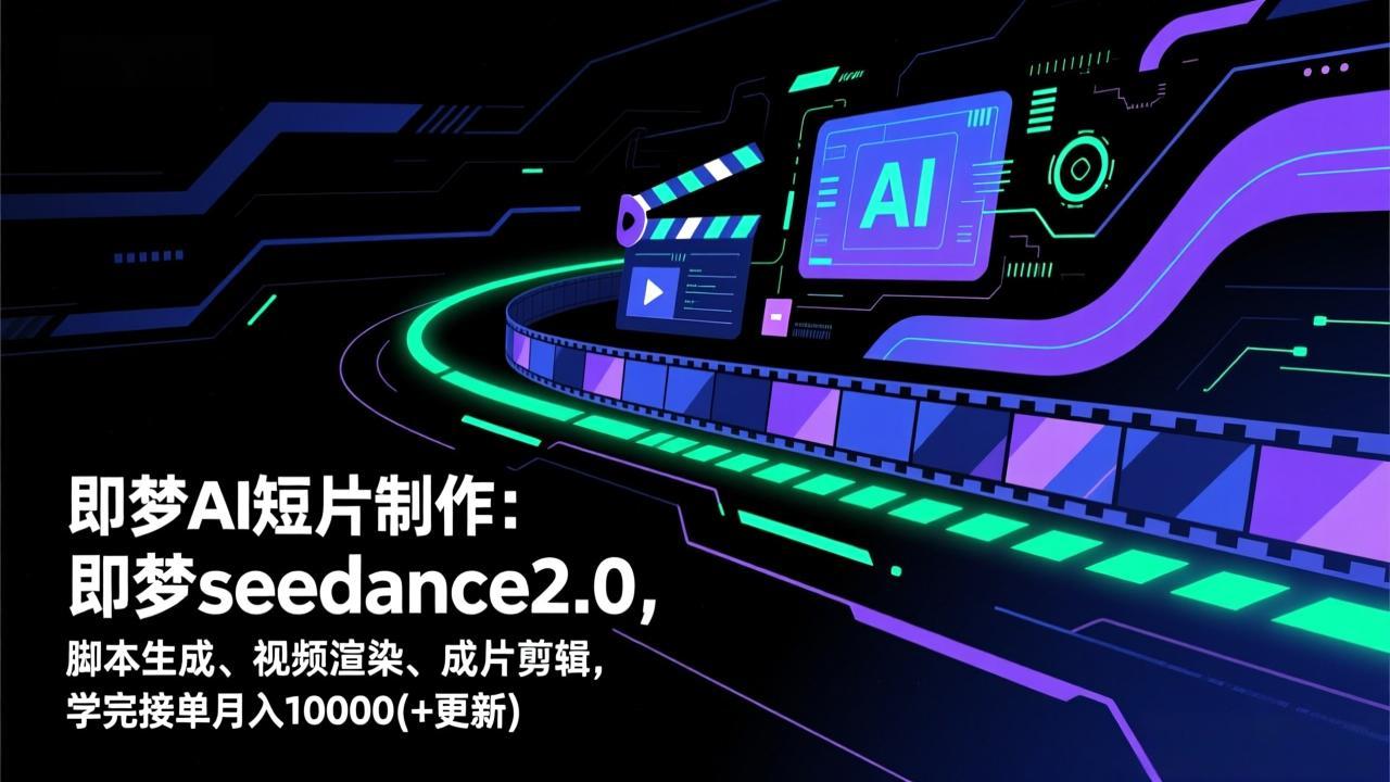 即梦AI 短片制作(更新)：即梦seedance2.0，脚本生成、视频渲染、成片剪辑，学完接单月入10000+_酷乐网