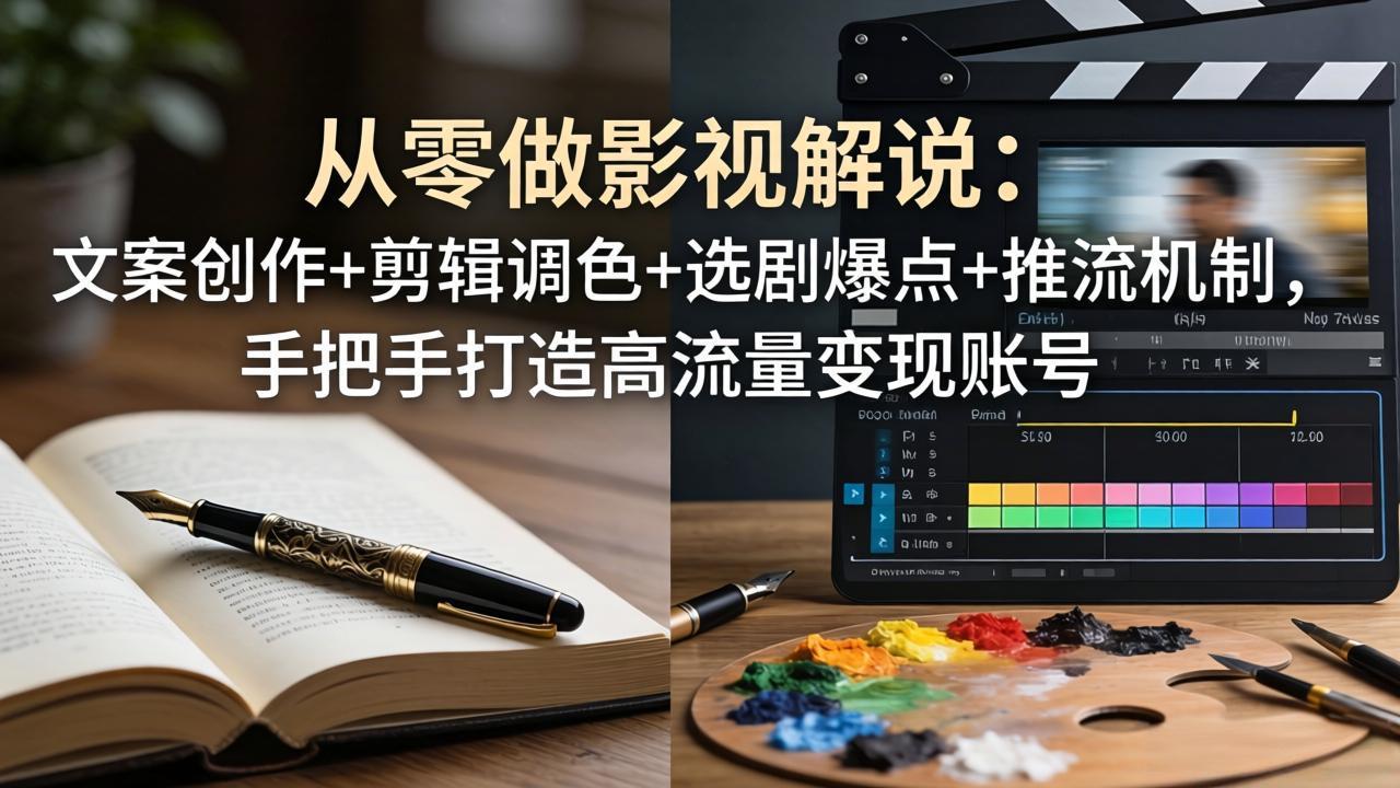 从零做影视解说：文案创作+剪辑调色+选剧爆点+推流机制，手把手打造高流量变现账号_酷乐网