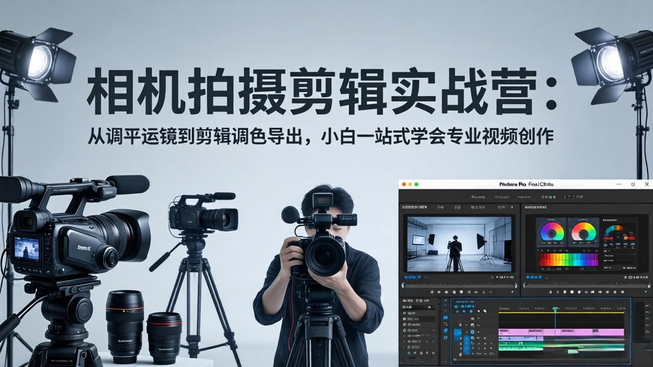 相机拍摄剪辑实战营:从调平运镜到剪辑调色导出,小白一站式学会专业视频创作_酷乐网