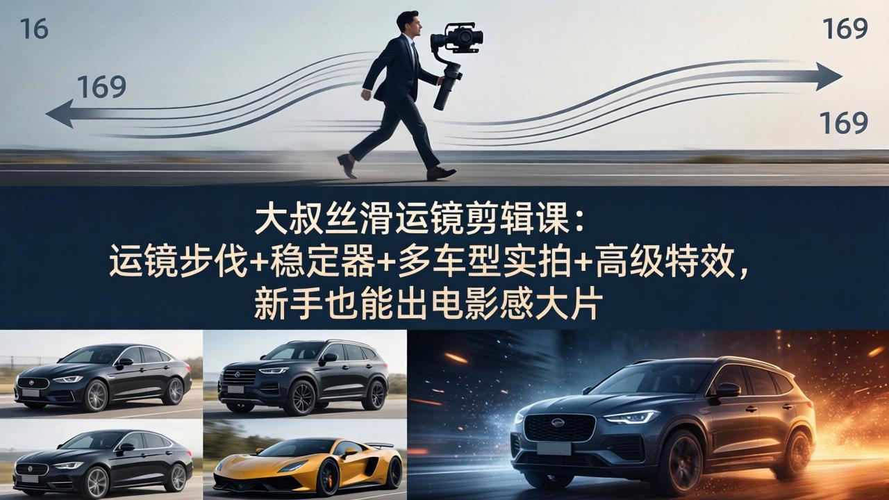 大叔丝滑运镜剪辑课：运镜步伐+稳定器+多车型实拍+高级特效，新手也能出电影感大片_酷乐网