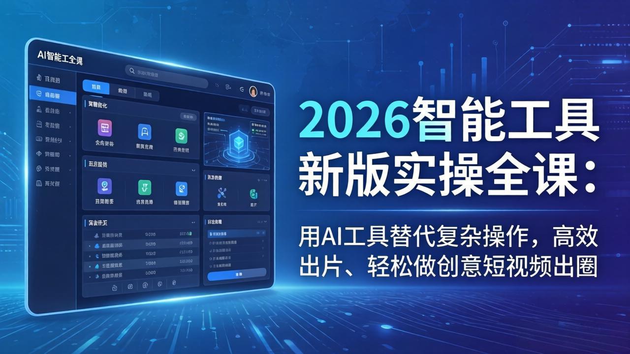 2026智能工具新版实操全课：用AI工具替代复杂操作，高效出片、轻松做创意短视频出圈_酷乐网