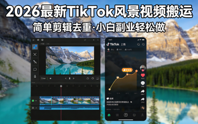 2026最新TikTok风景视频搬运简单剪辑去重小白副业月入 8000_酷乐网