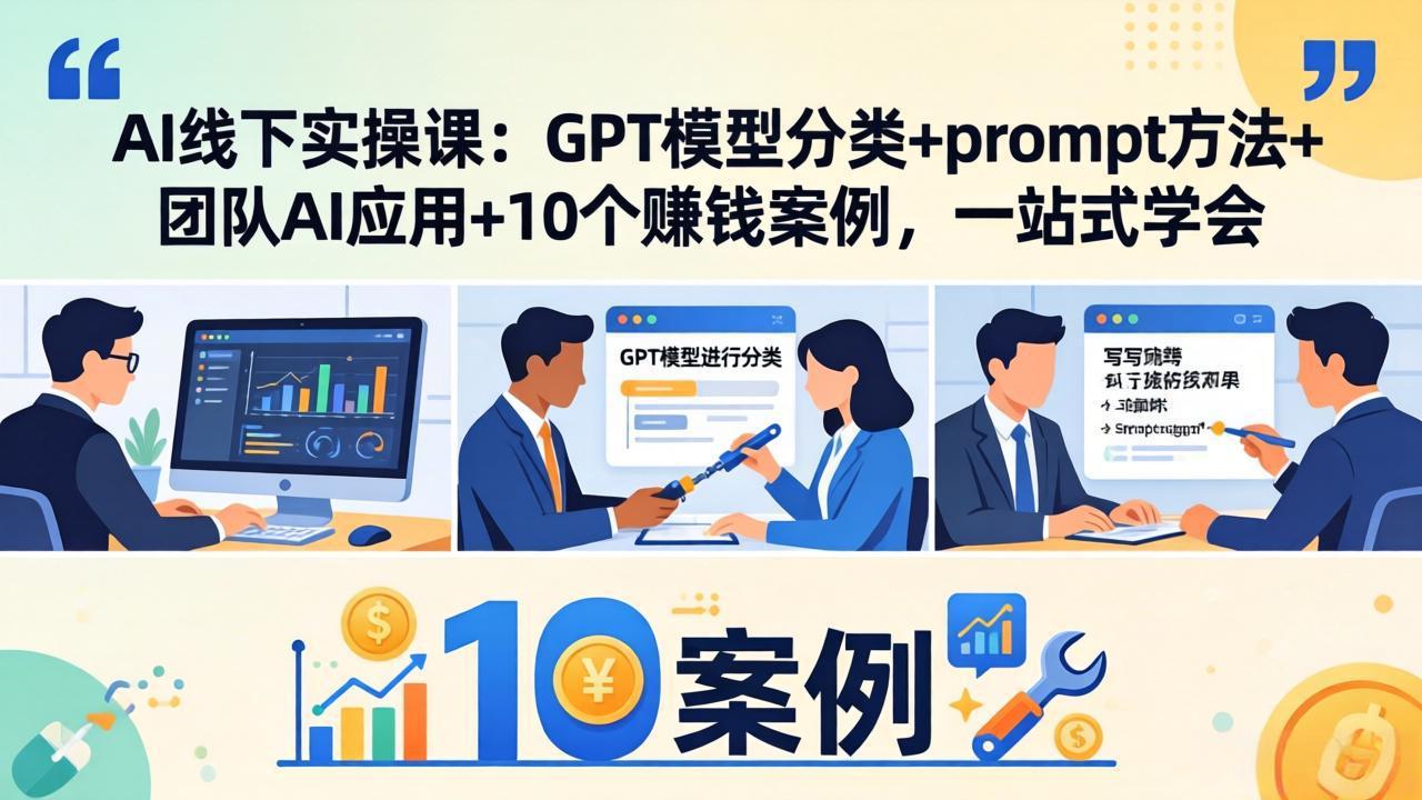 AI线下实操课:GPT模型分类+prompt方法+团队AI应用+10个赚钱案例,一站式学会_酷乐网