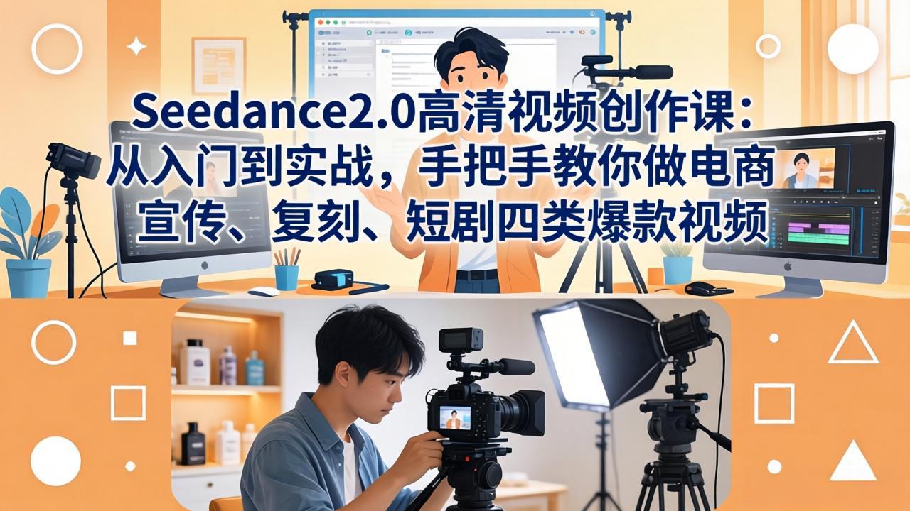 Seedance2.0高清视频创作课:从入门到实战,手把手教你做电商、宣传、复刻、短剧四类爆款视频_酷乐网