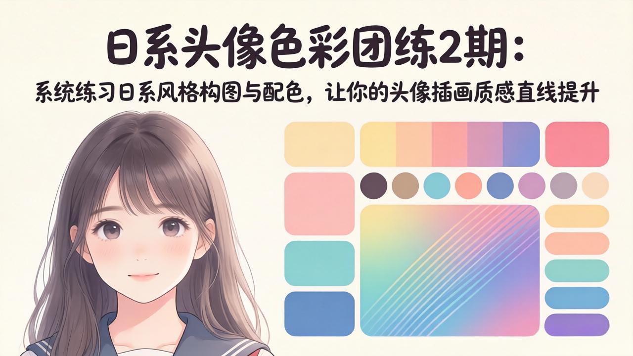 日系头像色彩团练2期：系统练习日系风格构图与配色，让你的头像插画质感直线提升_酷乐网