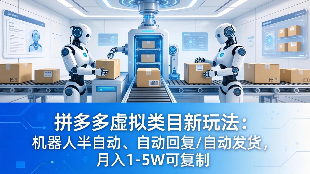 拼多多虚拟类目新玩法：机器人半自动、自动回复 /自动发货，月入 1-5W 可复制_酷乐网