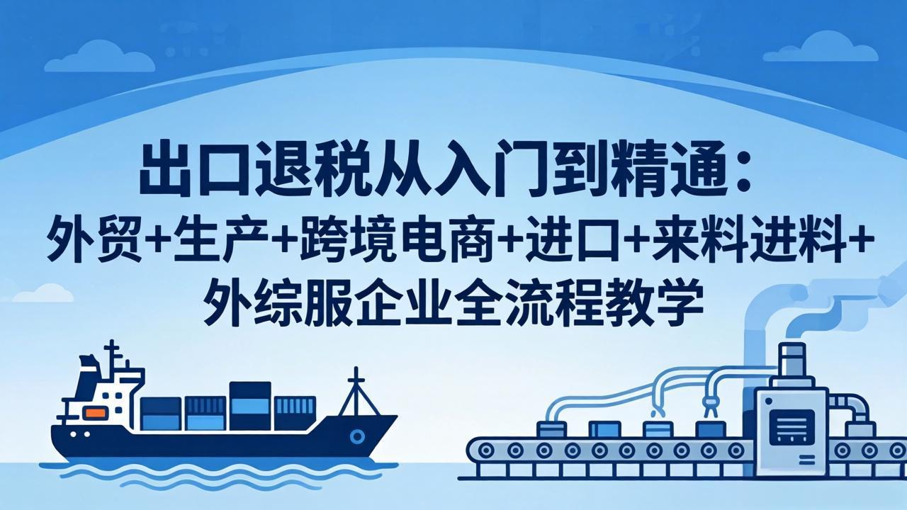 出口退税从入门到精通：外贸+生产+跨境电商+进口+来料进料+外综服企业全流程教学_酷乐网