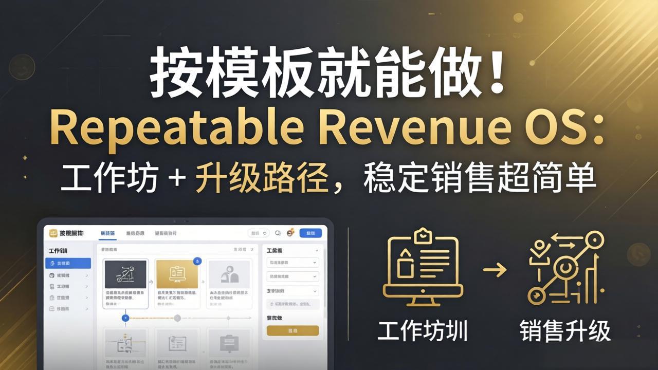 按模板就能做！Repeatable Revenue OS：工作坊 + 升级路径，稳定销售超简单_酷乐网