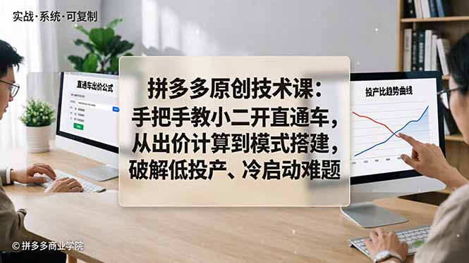 拼多多原创技术课：手把手教小二开直通车，从出价计算到模式搭建，破解低投产、冷启动难题-951博客