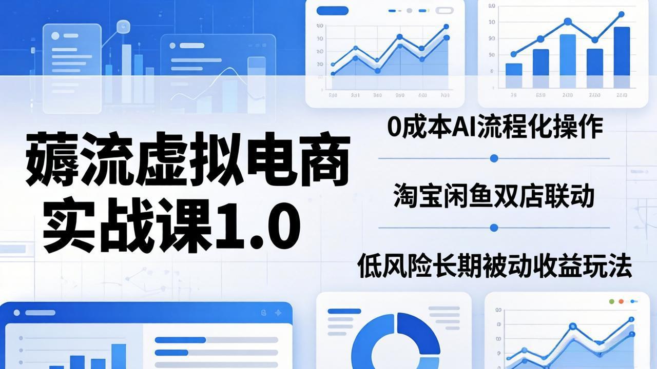 薅流虚拟电商实战课1.0：0成本AI流程化操作，淘宝闲鱼双店联动，低风险长期被动收益玩法中-951博客