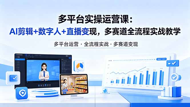 某团队多平台实操运营课-更新26年4月25：AI剪辑+数字人+直播变现，多赛道全流程实战教学-951博客